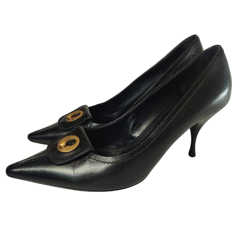 Vintage Black YSL Yves Saint Laurent pointed toe pumps sz 39.5